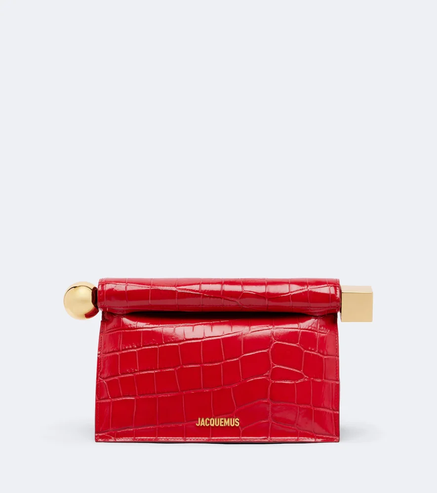 Rond Carré Small Croc-Effect Leather Clutch
