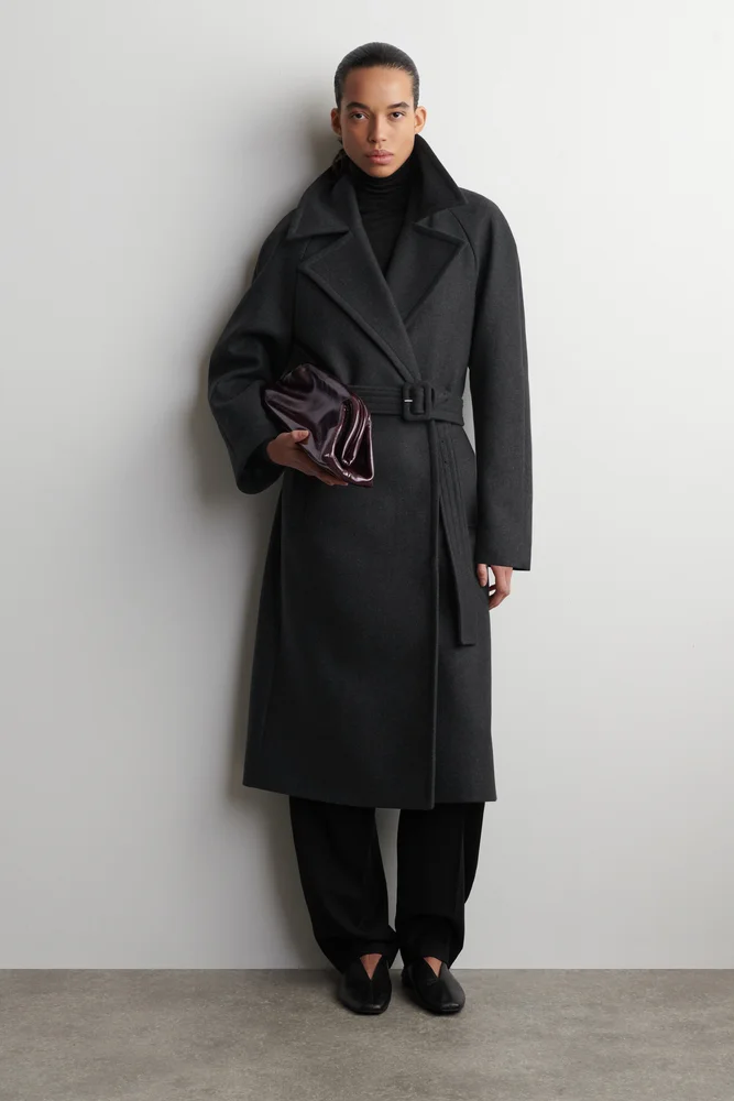 Tailored Belted Wool-Twill Coat