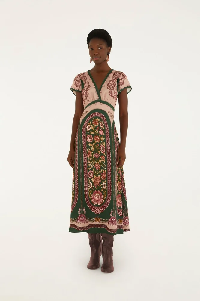 Farm Rio daniela short sleeve maxi dress