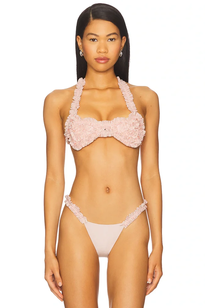 Ruffled Heart Bikini Top