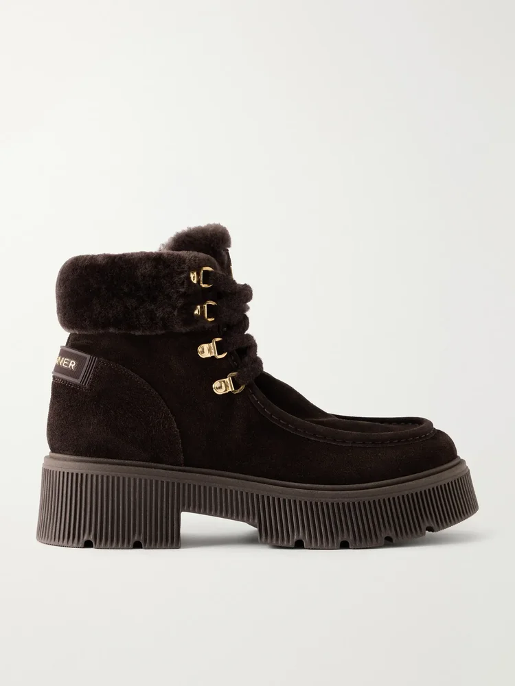 Turin 10 suede and wool-trimmed ankle boots