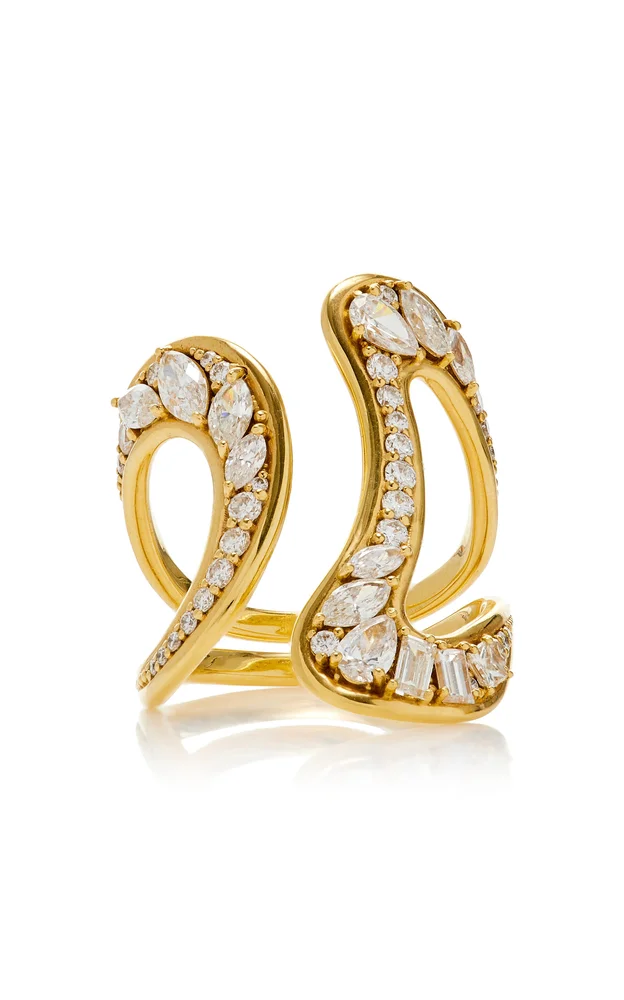 Stream 18K Yellow Gold Diamond Ring