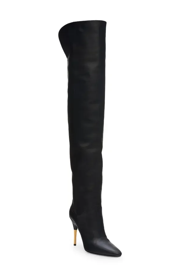 Deboot Gold Heel Over the Knee Boot