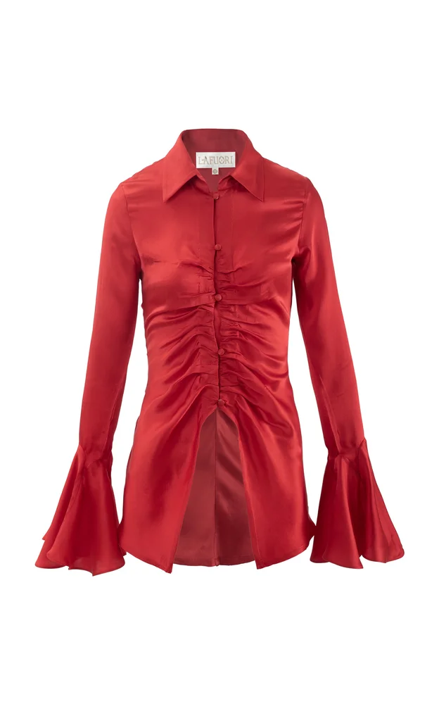 Vermillion Rose Silk Shirt