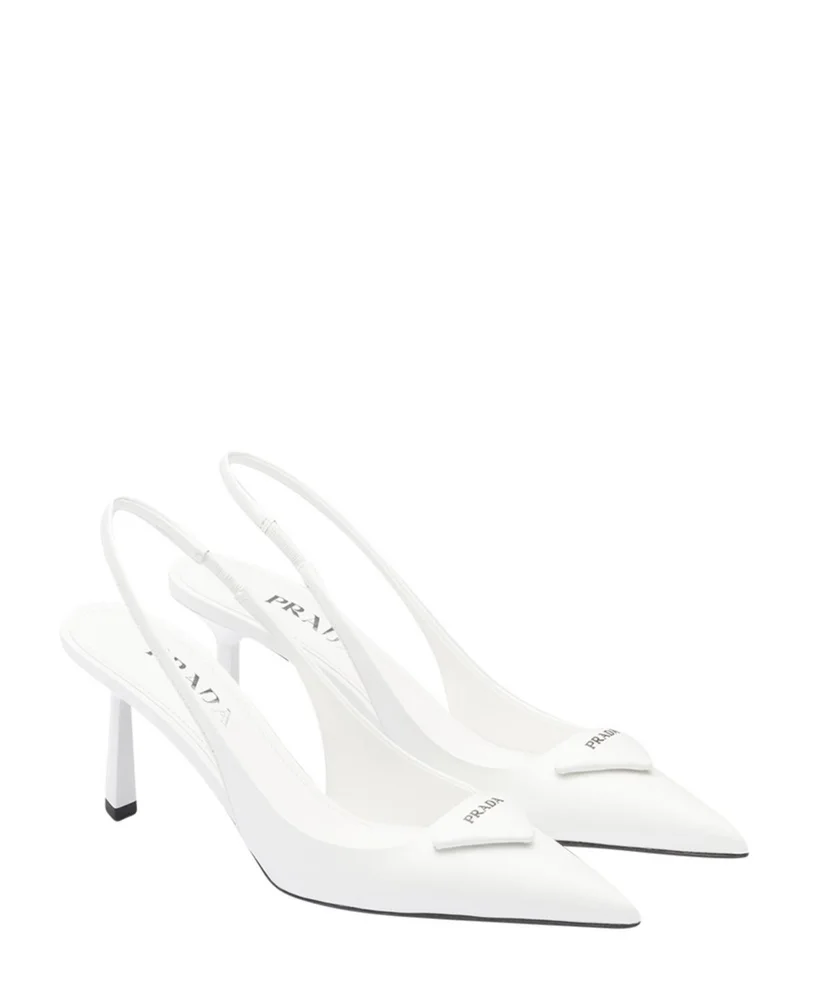 Brushed Leather Slingback Pumps