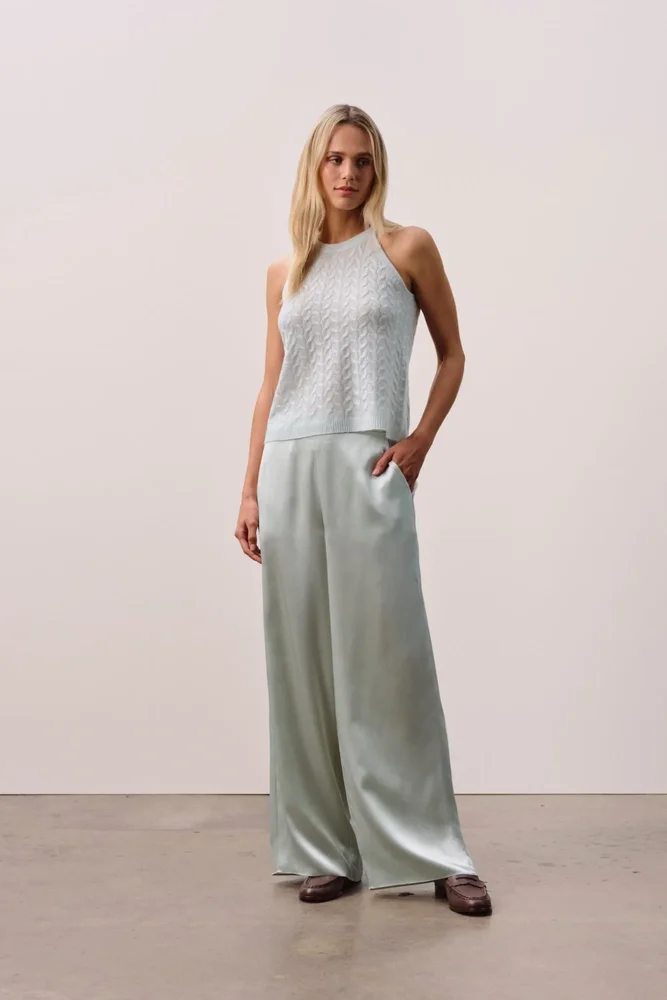 nakedcashmere.com ALOUETTE CABLE KNIT TANK - JADITE