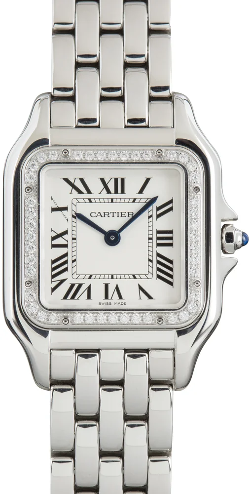 Pre-Owned Panthère de Cartier W4PN0008 Medium Model Diamond Bezel Watch