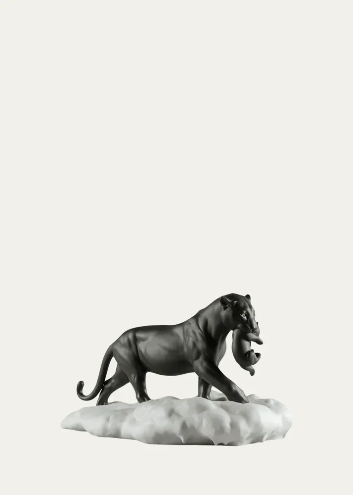Black Panther with Cub Figurine