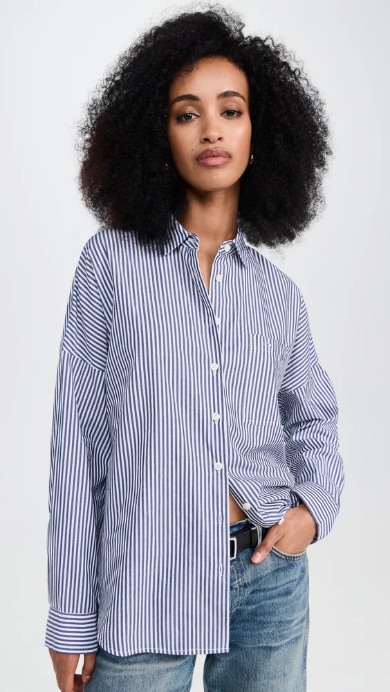 Jo Shirt in Striped Paper Poplin