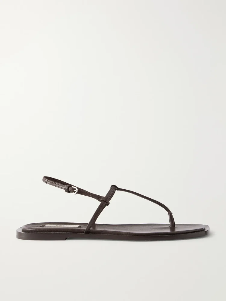 t strap leather flats