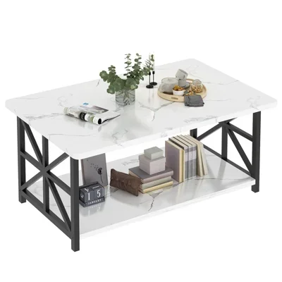 Modern Minimalist Marble-Patterned Coffee Table - Multi-Functional Center Table For The Living Room