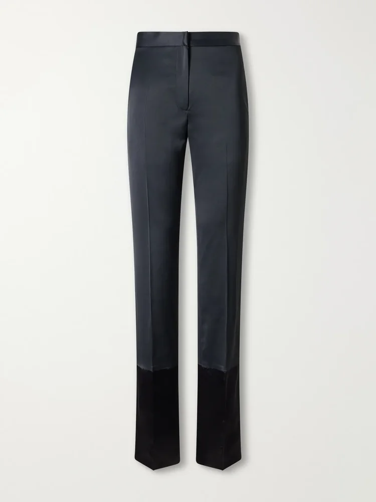 Sue paneled satin straight-leg pants