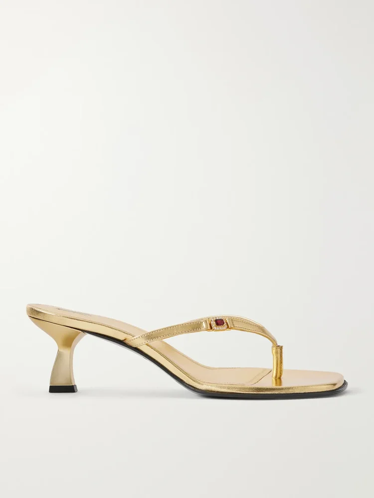 Dona Ruby 50 embellished metallic leather sandals