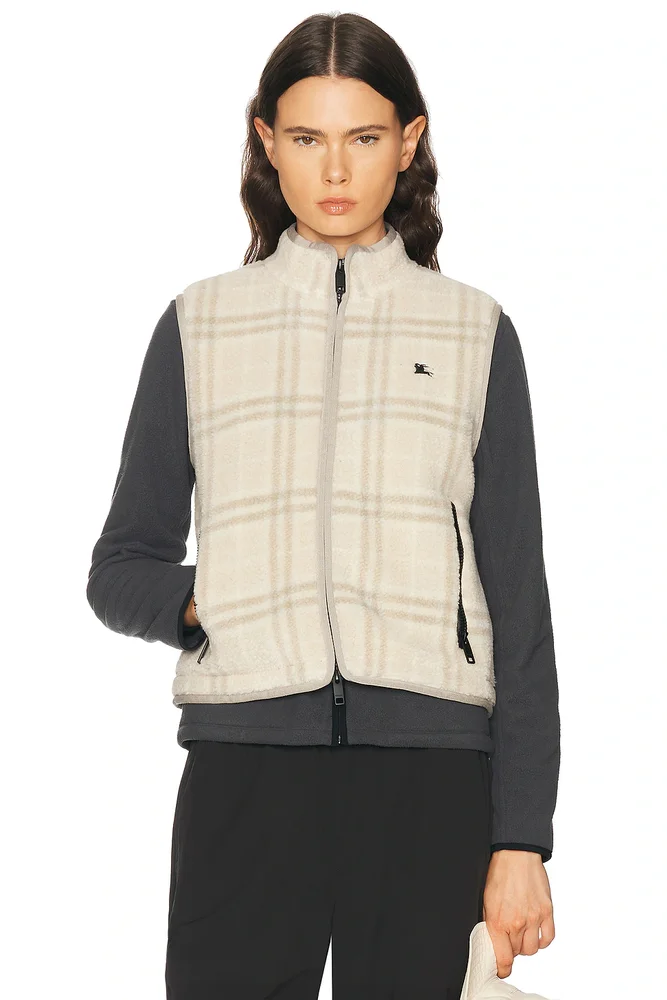 Burberry Genevieve Fleece Check Vest
