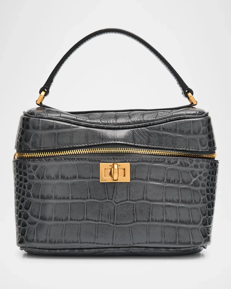 Rodeo Croc-Embossed Leather Vanity Top-Handle Bag