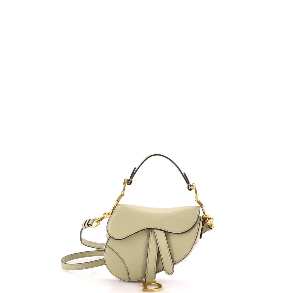 Dior Saddle Handbag with Strap Leather Mini, Green