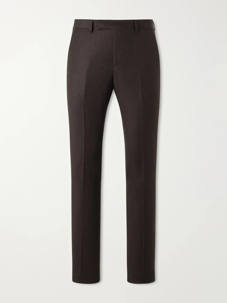 Straight-Leg Wool and Cashmere-Blend Flannel Trousers