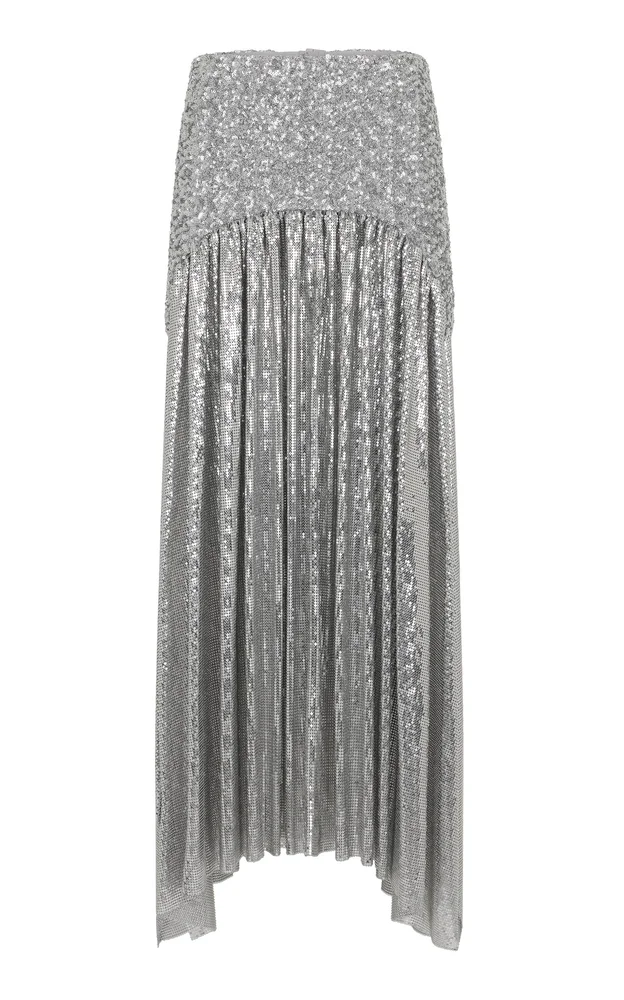 Sequined Mesh Maxi Skirt
