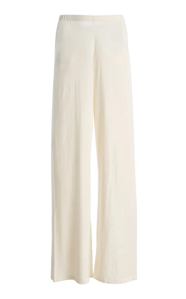 Low-Waist Cotton-Linen Flared Pants