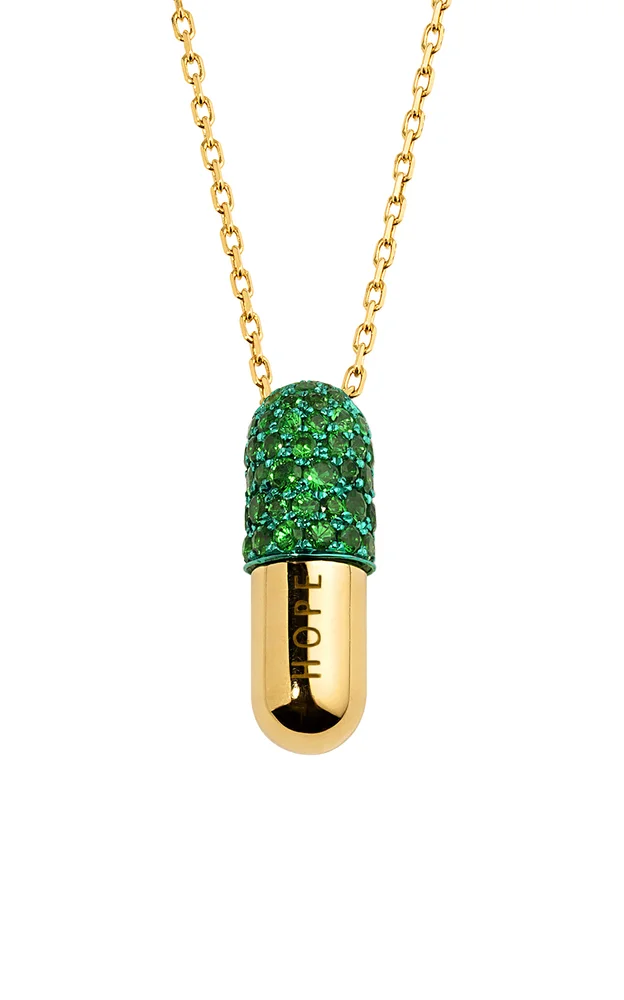 Hope 18K Yellow Gold Tsavorite Pill Pendant