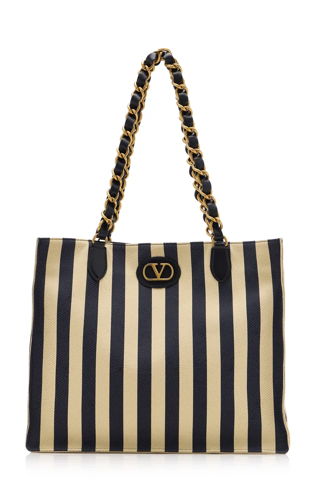 Tess Striped Denim Tote Bag