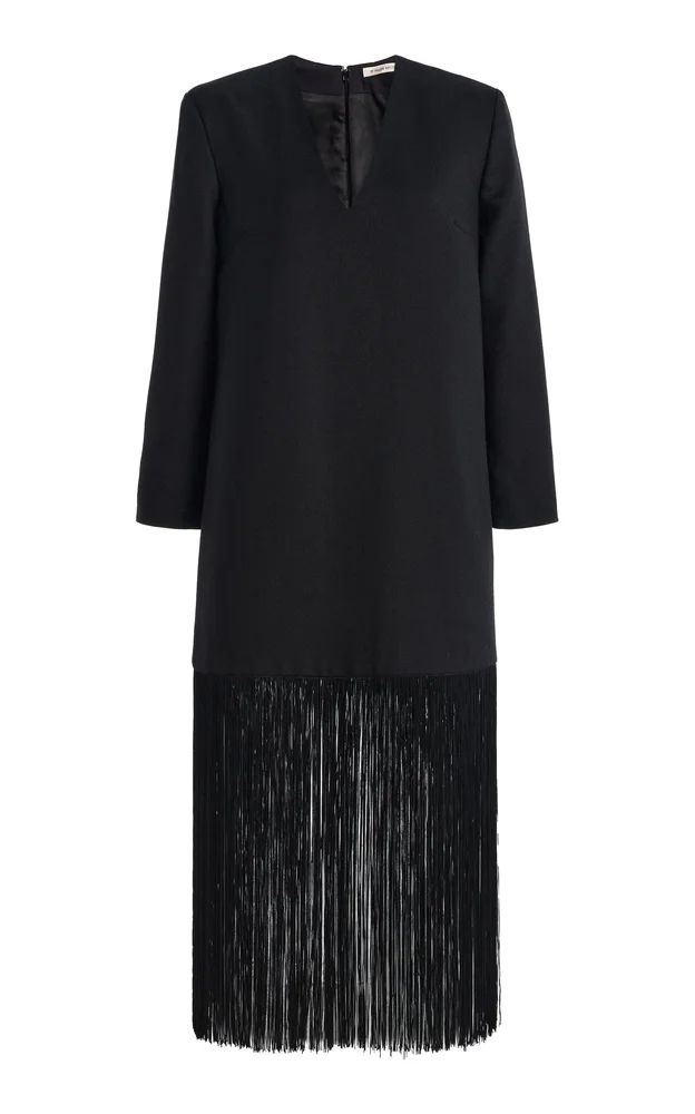 Mella Fringed Wool Midi Dress
