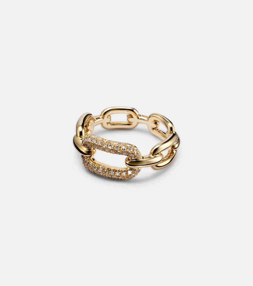 Cable Link 18kt gold ring with diamonds