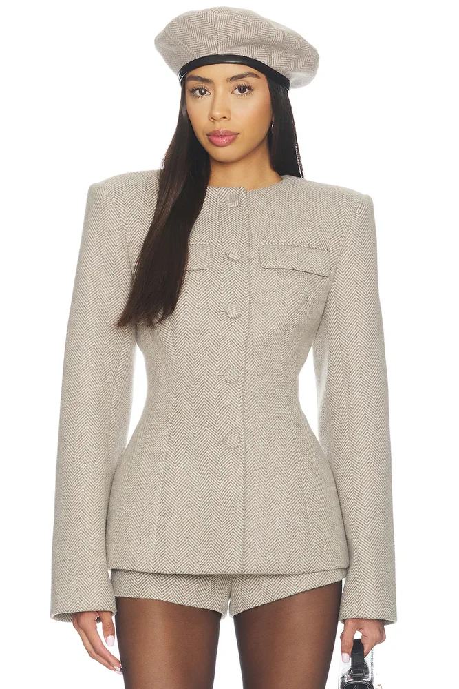 Chevron Suited Button Up Blazer