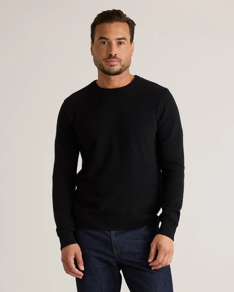 Mongolian Cashmere Crewneck Sweater in Black
