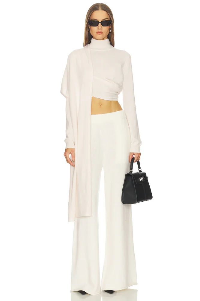 Jetta Cashmere Draped Scarf Turtleneck