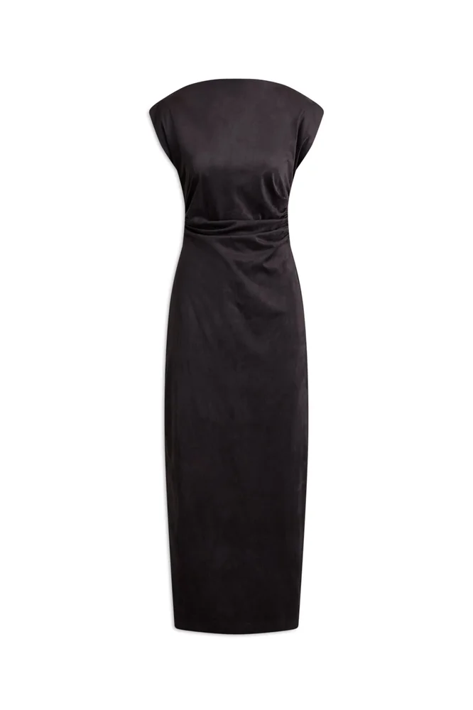 Faux-Suede Dress, Mogano