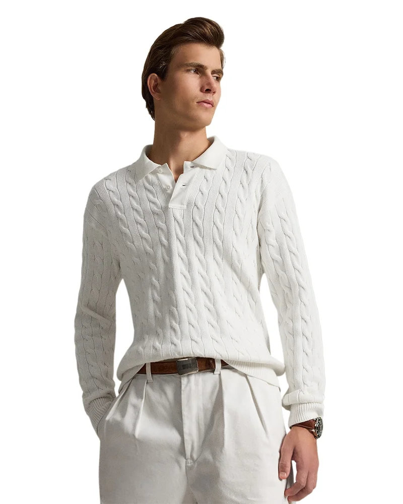 Relaxed Fit Cable Knit Cotton Sweater