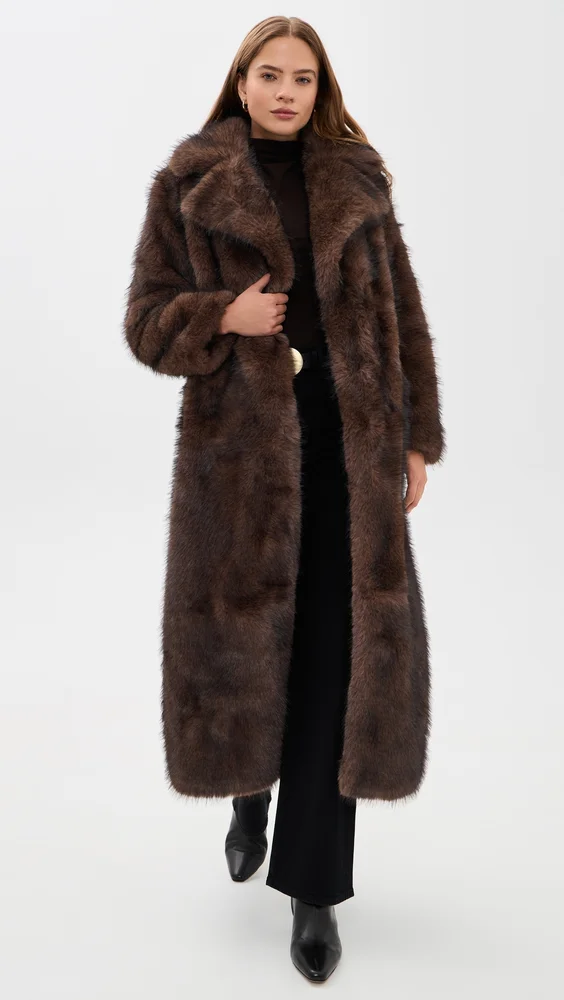 Gabrielle Sable Faux Fur Maxi Coat