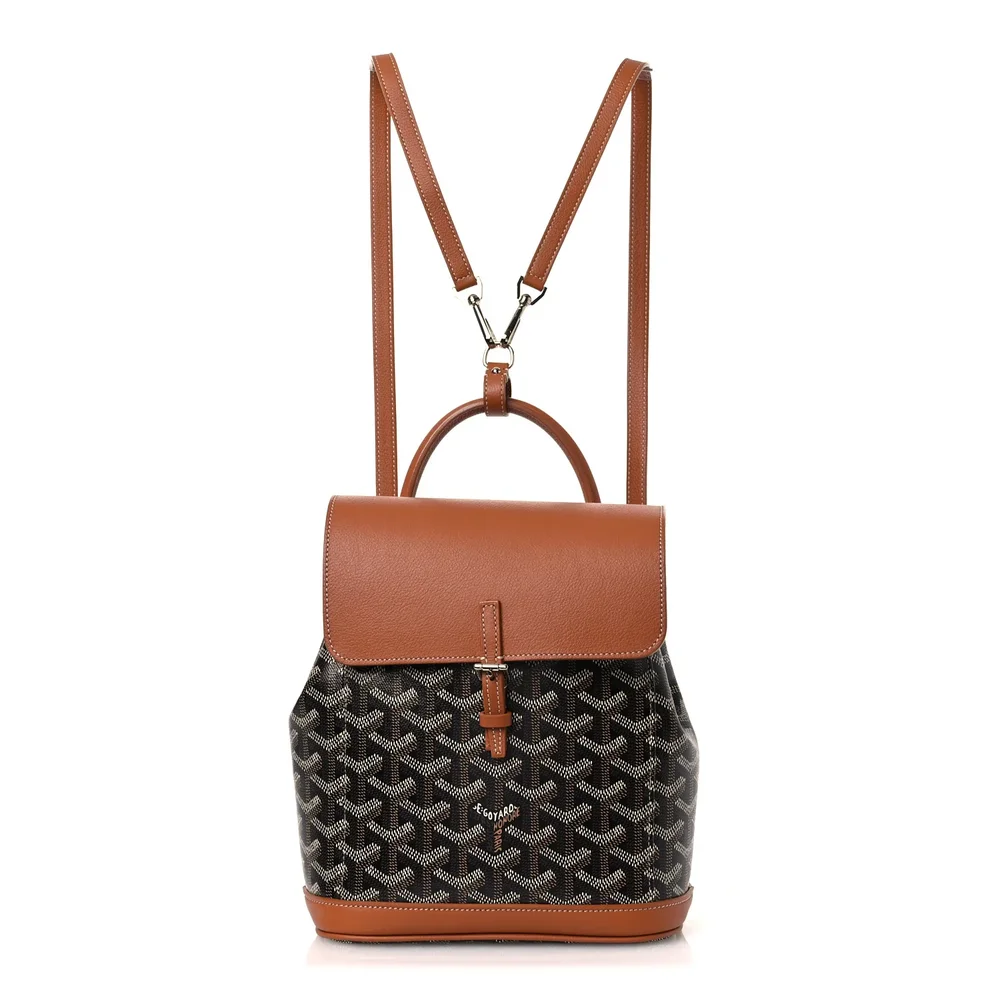 Pre-Owned Goyardine Calfskin Mini Alpin Backpack Black Gold