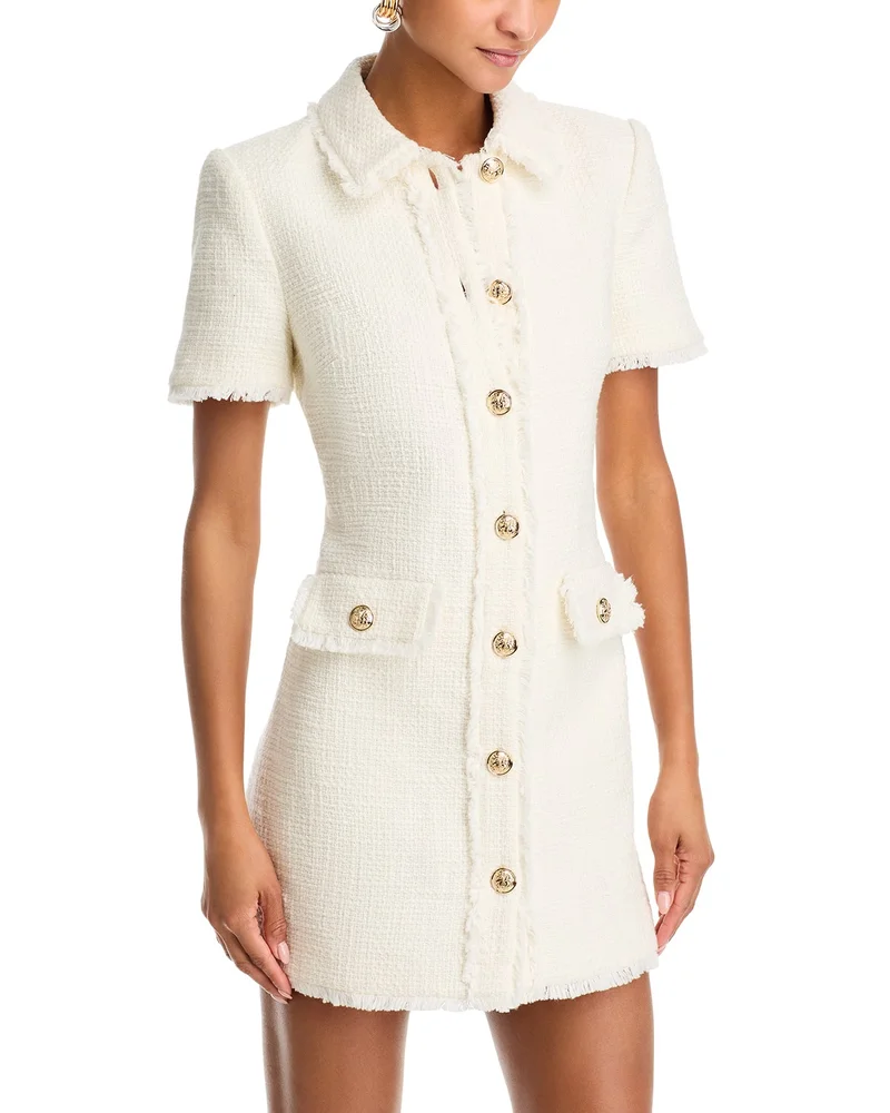 Pammy Button Front Tweed Dress