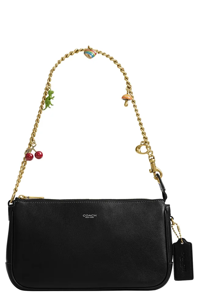 Plaza Leather Bag with Charm Chain Strap