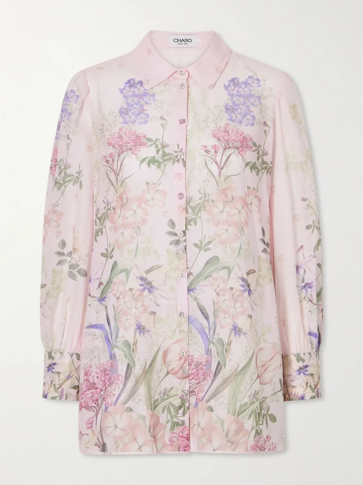 Aster floral-print cotton-blend shirt