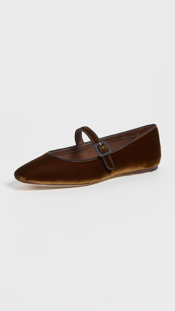 Ginger Velvet Mary Jane Flats