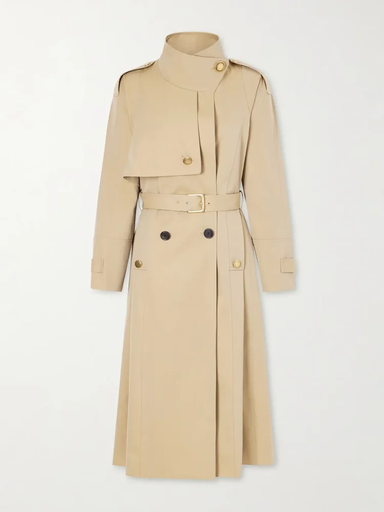 Eterne double-breasted belted cotton-twill trench coat