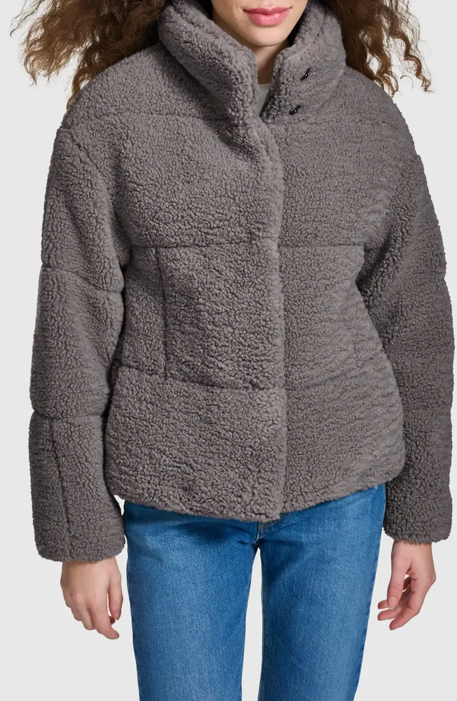Quilted Faux Fur Short Teddy Jacket