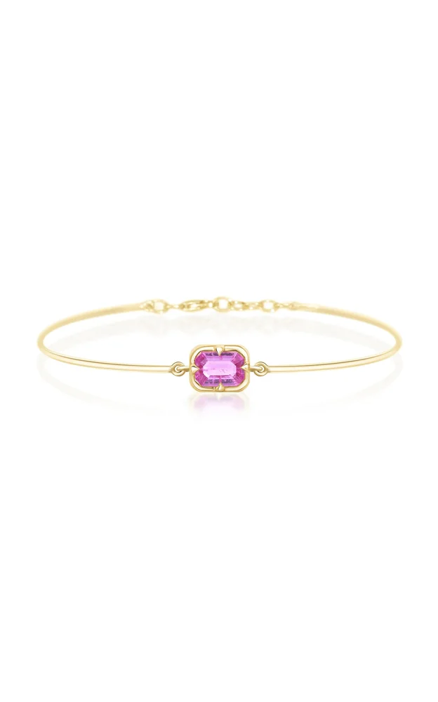 18K Yellow Gold Sapphire Compass Bangle