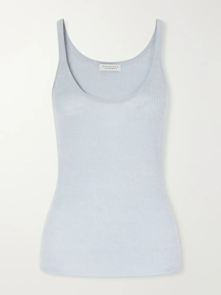 Cinxia ribbed cashmere, silk and hemp-blend tank