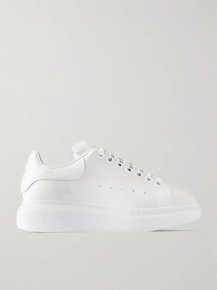 Leather exaggerated-sole sneakers