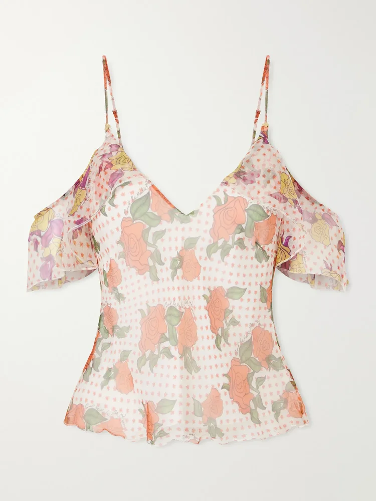 Pajaritos Y Rosas silk tank