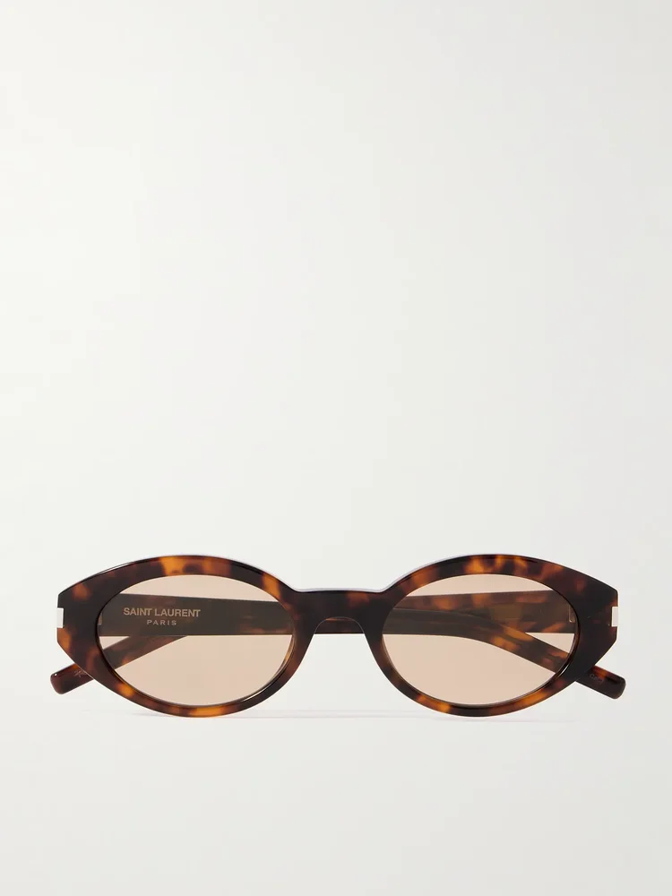 Oval-frame tortoiseshell acetate sunglasses