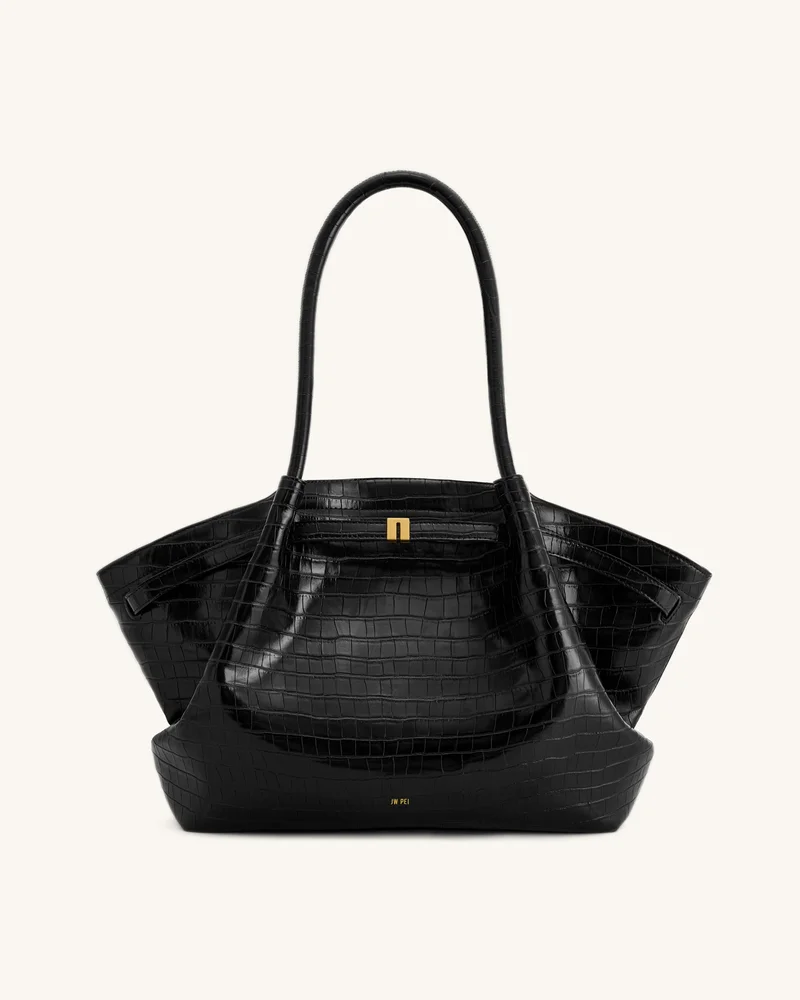 JW PEI Hana Large Tote Bag - Black Croc
