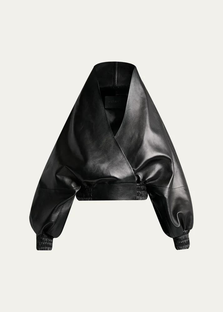 Structured Leather Wrap Jacket