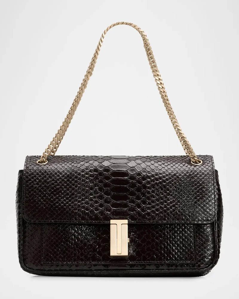 Mia Python-Printed Leather Chain Shoulder Bag
