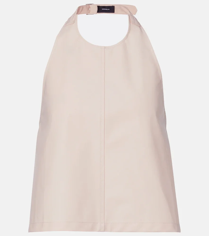 Halterneck cotton-blend top