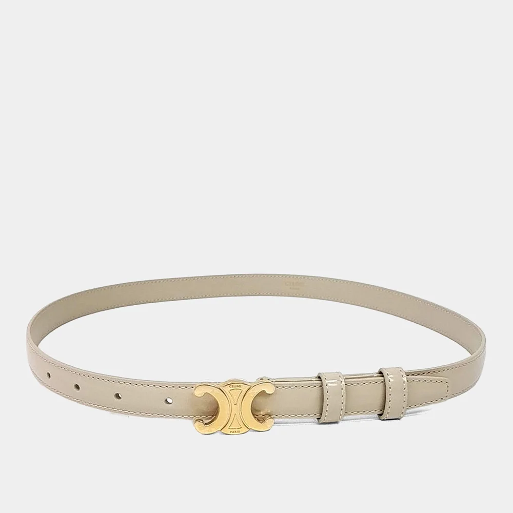 Pre-Owned Triomphe Belt in Beige Leather
